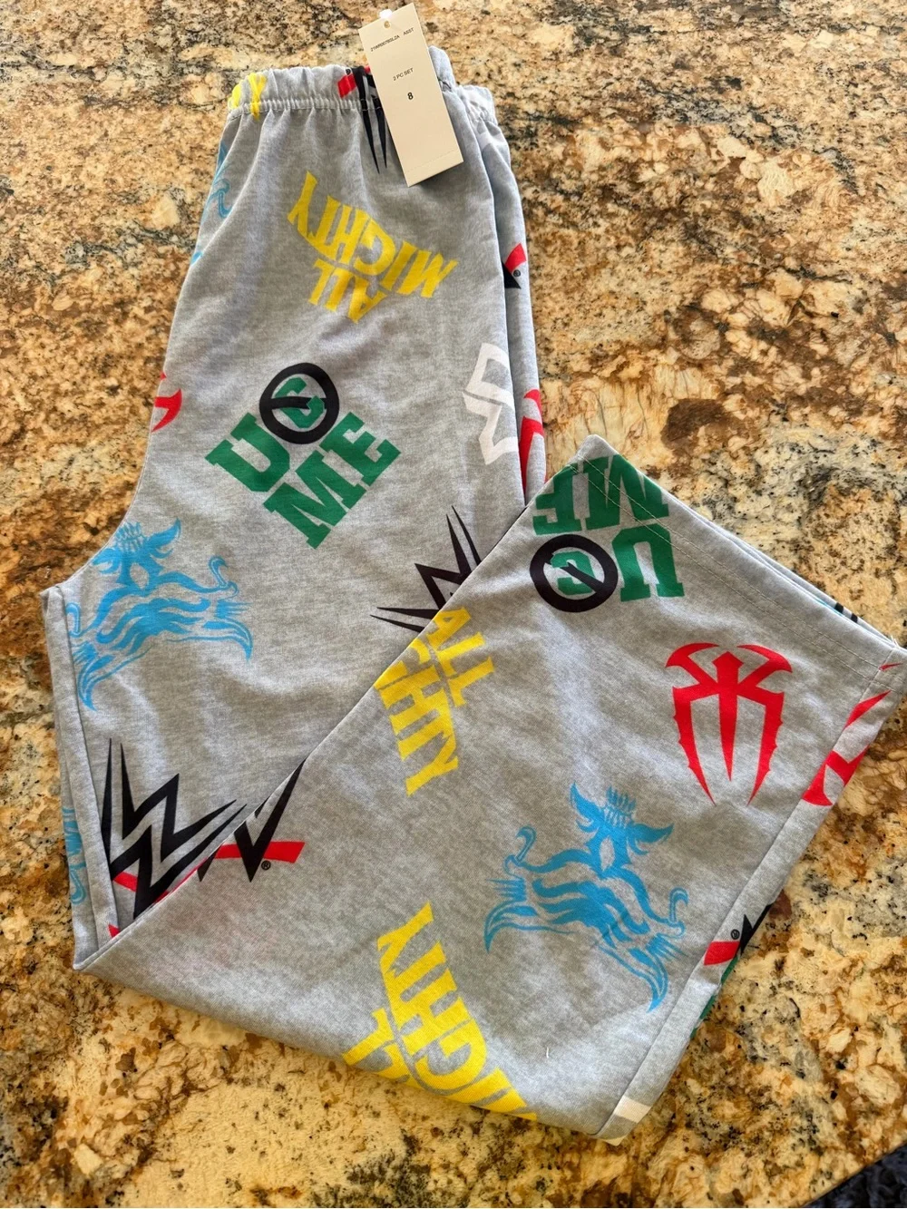 WWE Kids Black Tee and Gray Graphic Pajama Set